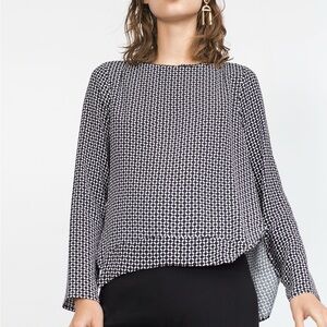 Zara Monochrome Patterned Black & White Blouse